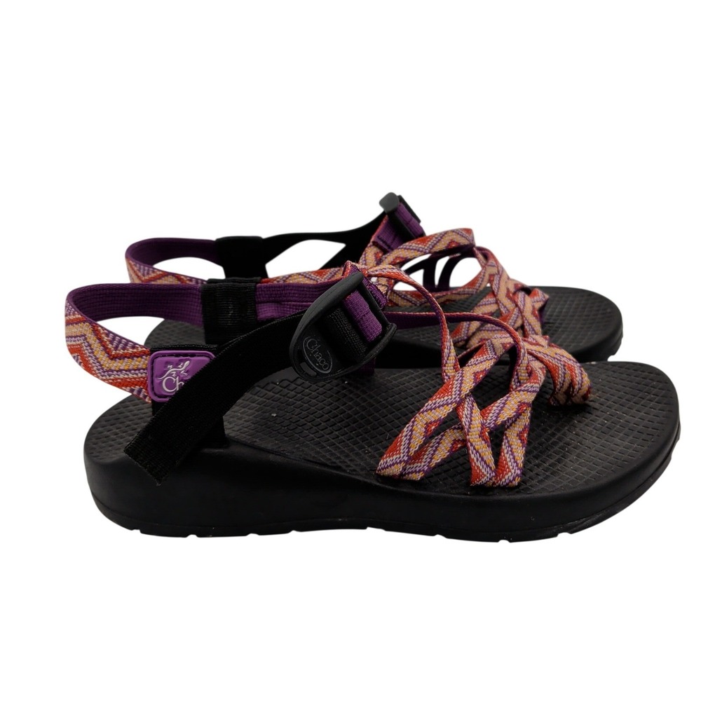 Chaco‎ Z2 Classic Sandals Womens Black Purple Orange Chevron Vibram Made in USA